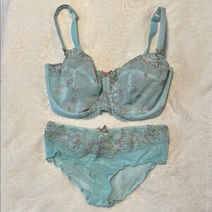 Panache Lingerie Blue Lace Underwire Bra & Matching Panty